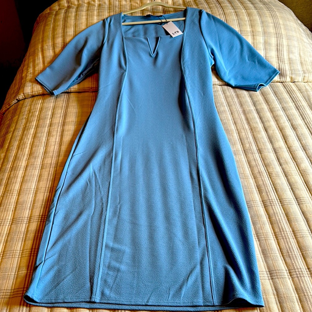 LTS Long Tall Sally Light Blue Notch Neck MIDI